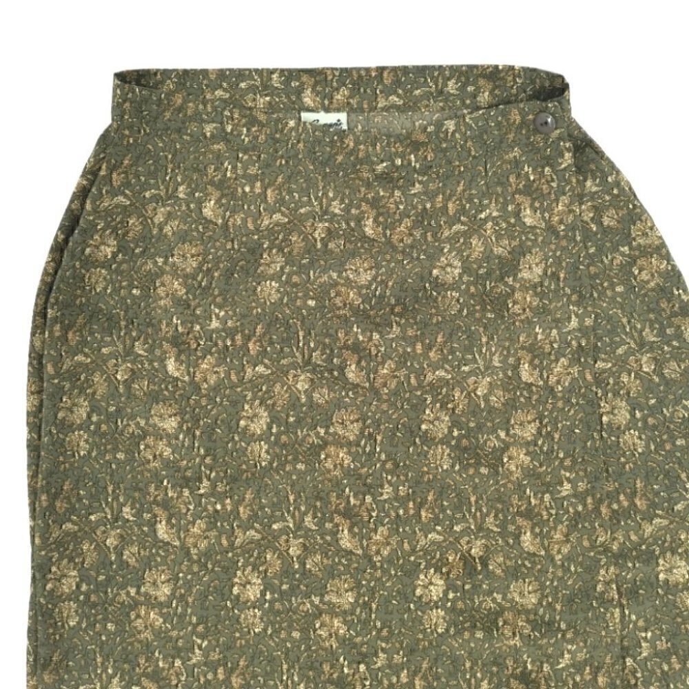 Penman's Women's Vtg Olive Green Floral Skirt - Picture 2 of 9